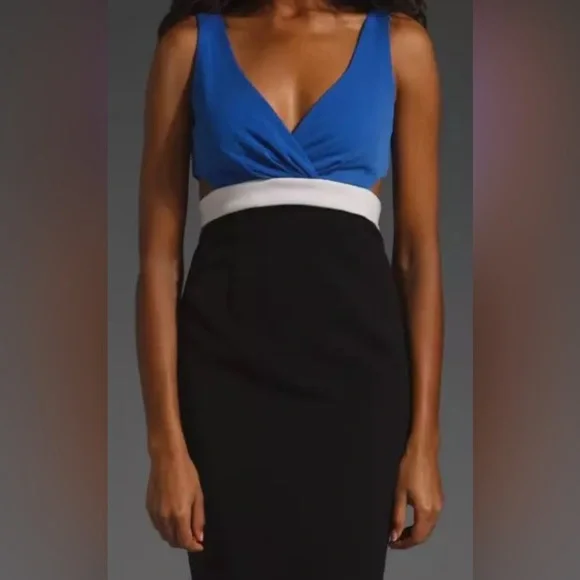 Black Halo Elegant Blue and Black Sleeveless Dress - Picture 13 of 13